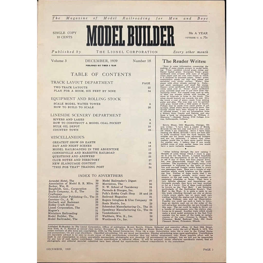 1939 Model Builder Joe DiMaggio Magazine Lionel Trains New York Yankees Railroad Joltin Joe Yankee Clipper Baseball