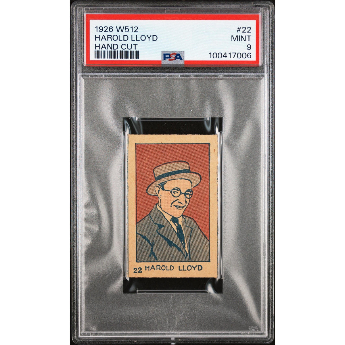 Rare 1926 W512 Harold Lloyd PSA 9, Second Highest Grade Tobacco Card Strip Card Hollywood Safety First, The Freshman, Silent Movie Comedy