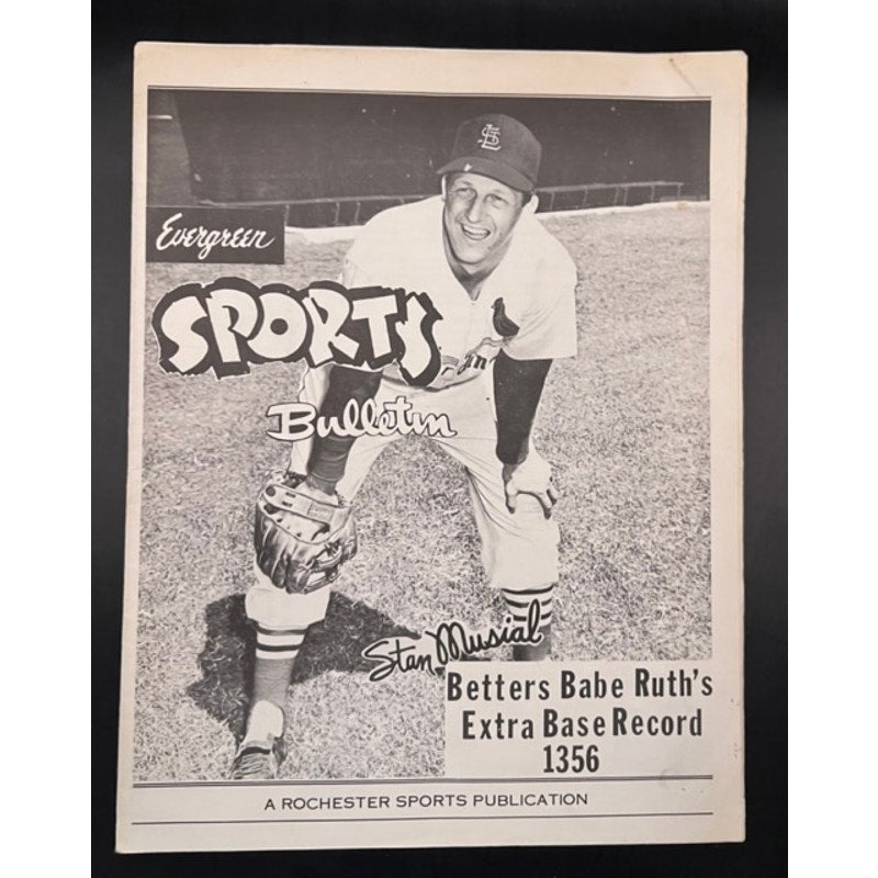 RARE 1963 Evergreen Sports Bulletin Stan Musial Magazine, Stan The Man, St. Louis Cardinals, Local Publication