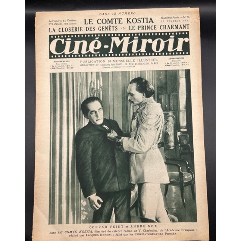 Rare 1925 French Cine Miroir Conrad Veidt Magazine Count Kostia, Dr. Caligari, The Man Who Laughs, Casablanca