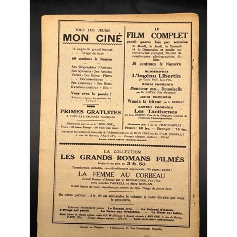 RARE 1930 Mon Cine Charlie Chaplin Magazine The Pawnshop Charles Chaplin Films, The Kid, Gold Rush, City Lights, Modern Times