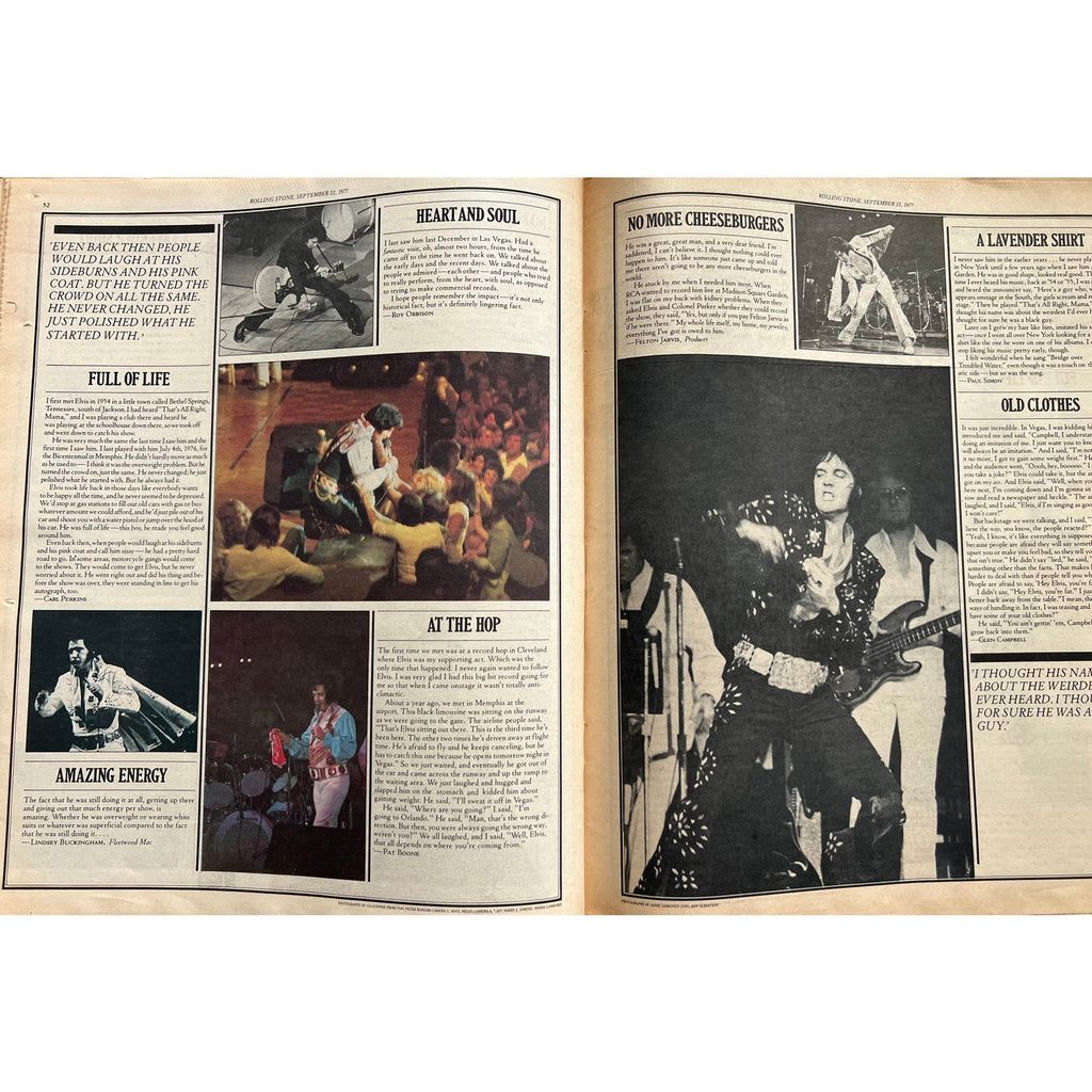 1977 Rolling Stone Elvis Presley Magazine Memorial Graceland, TCB, The King, Rockabilly, Jailhouse Rock, King Creole, Suspicious Minds