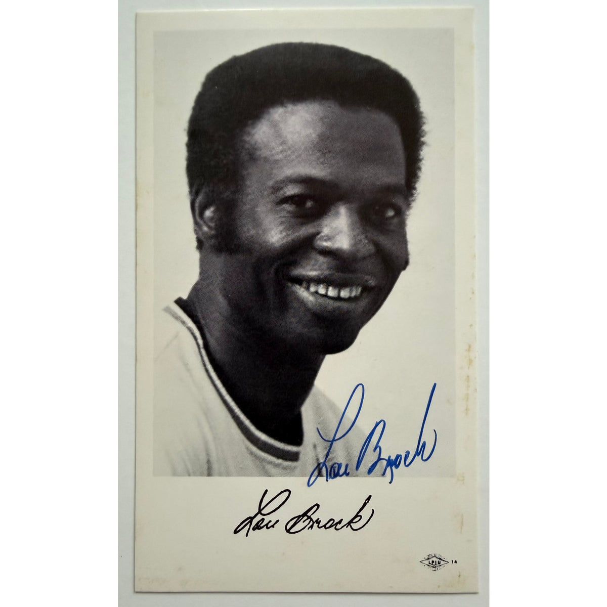 1970's Lou Brock Autographed Postcard St. Louis Cardinals, Chicago Cubs, Lou Brock Signed