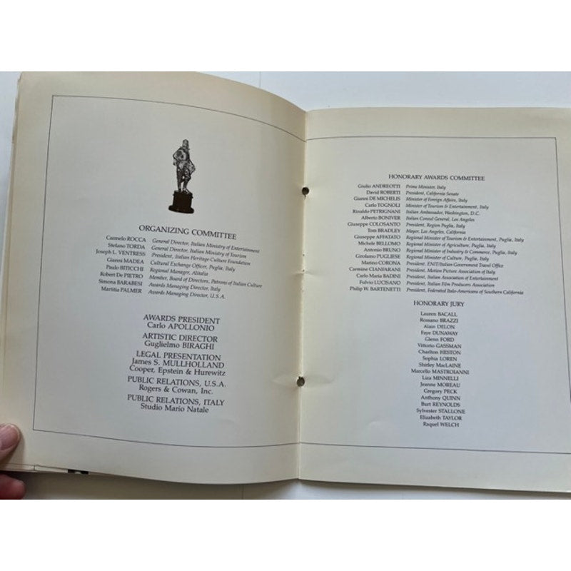 Rare 1990 Rudolph Valentino Award Program Hollywood, Sheik, Blood and Sand, Four Horseman of the Apocalypse, The Eagle, Cobra