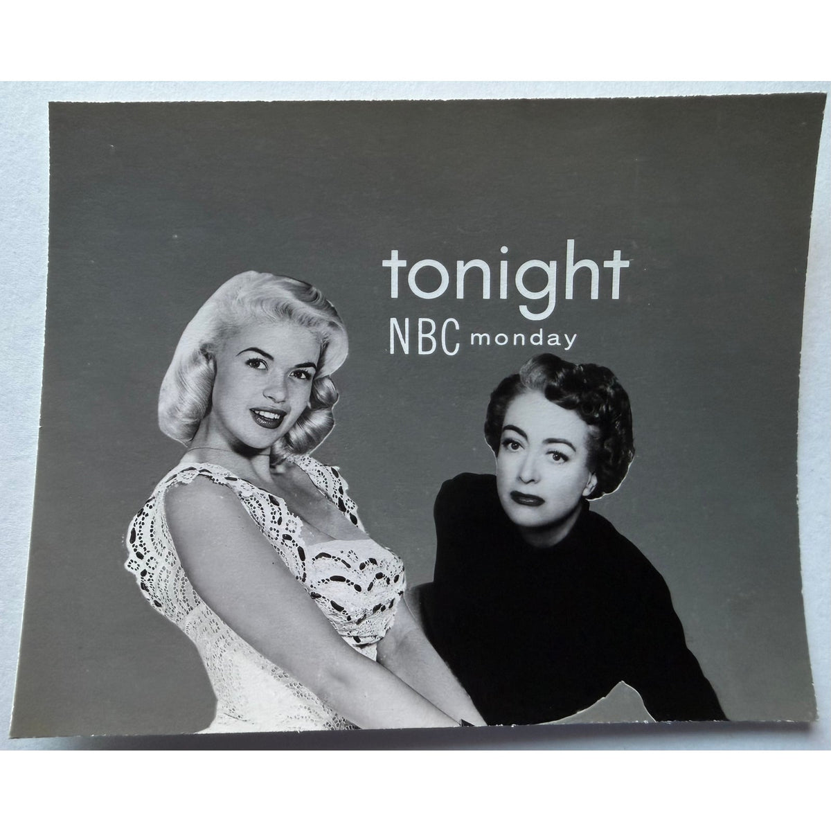SCARCE 1957 Bump Card Telop Photo Premiere Episode Joan Crawford Jayne Mansfield, Tonight America After Dark