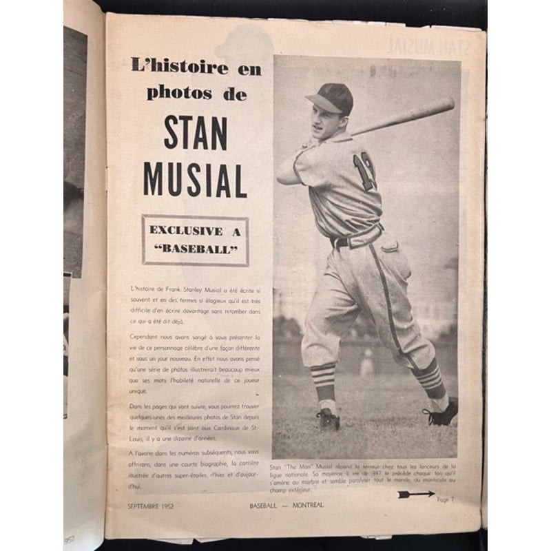RARE French Canadian 1952 Stan Musial Magazine Baseball Illustre, St. Louis Cardinals, Ted Williams, Roy Campanella, Minnie Minoso, MLB