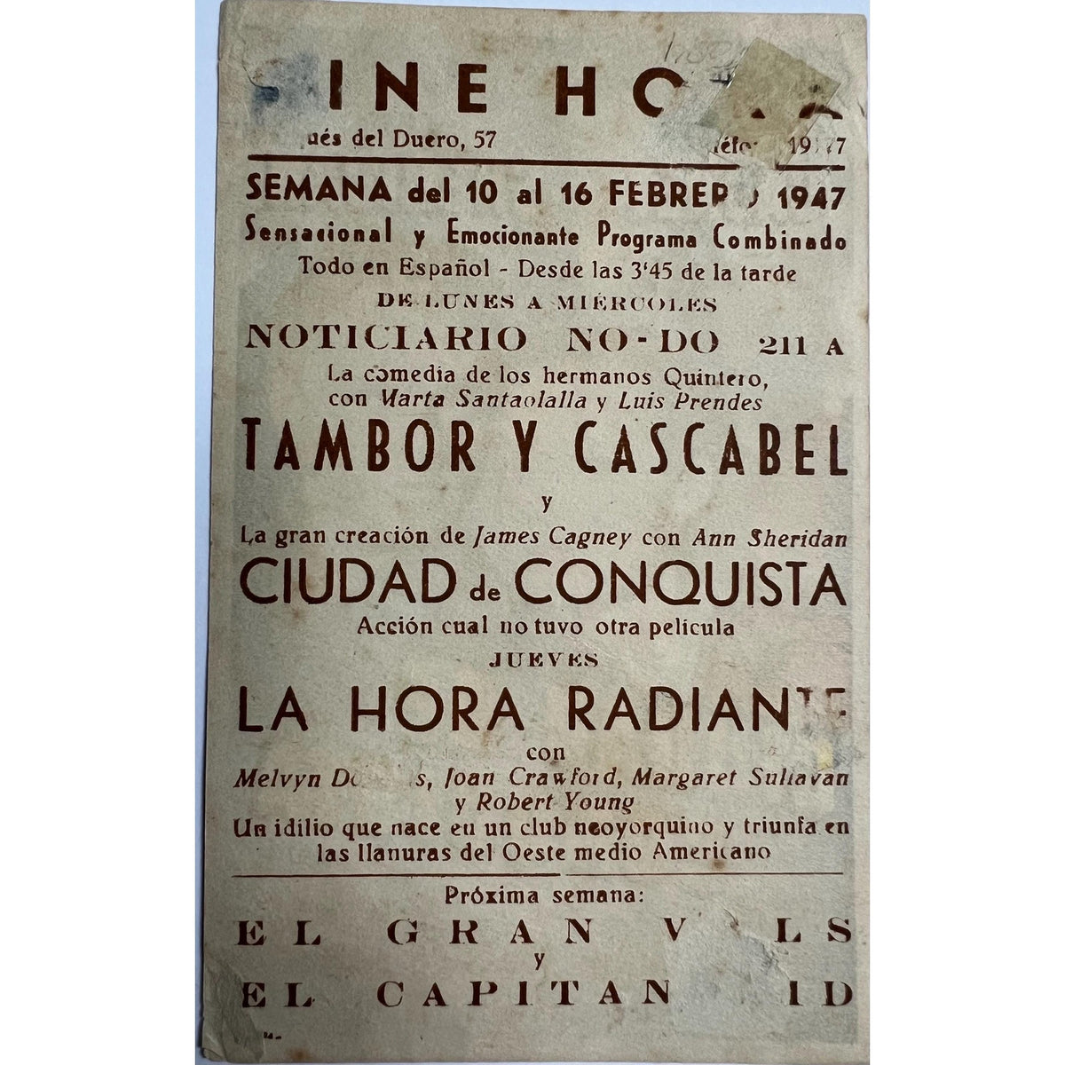 Original Spanish City for Conquest 1940 Movie Herald James Cagney Ann Sheridan Hollywood Vintage Movie Classic Film Noir Musical Jimmy