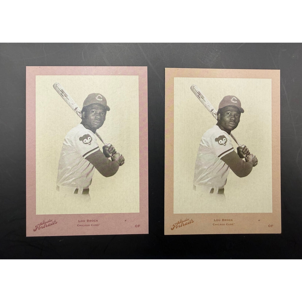 Two 2005 Donruss Zenith Leaf Lou Brock 23/30 St. Louis Cardinals Chicago Cubs HOF, Stolen Bases, World Series Champion