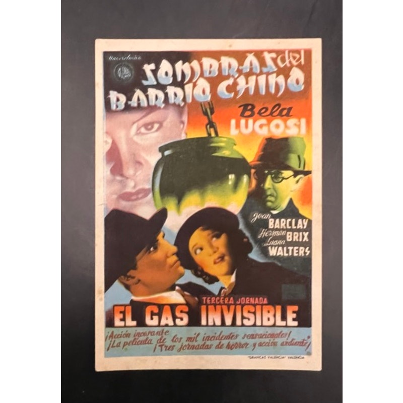 1946 Spanish Invisible Ghost Movie Herald Handbill Bela Lugosi Horror, Dracula, Ed Wood, Universal, Monster