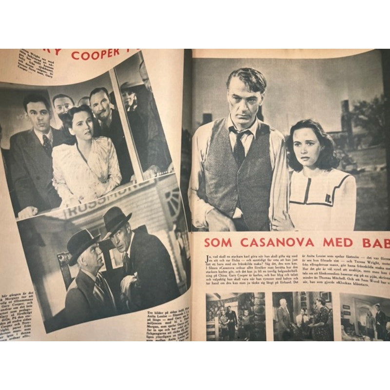 RARE 1945 Ingrid Bergman Gary Cooper Magazine Film Journalen Saratoga Trunk, Pride of the Yankees, High Noon, Casablanca, Hollywood