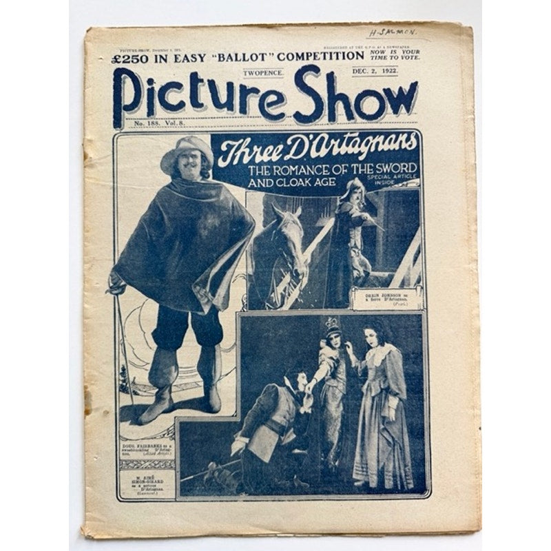1922 Douglas Fairbanks Magazine Three Musketeers, UK Picture Show, Thief of Bagdad, Mark of Zorro, Black Pirate, Iron Mask, Robin Hood