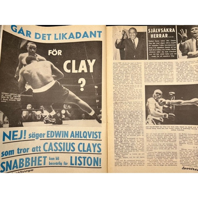 RARE 1963 Swedish Rekord Journal Cassius Clay Magazine Muhammad Ali Sonny, Liston Early Clay Cover, The Greatest, Boxing