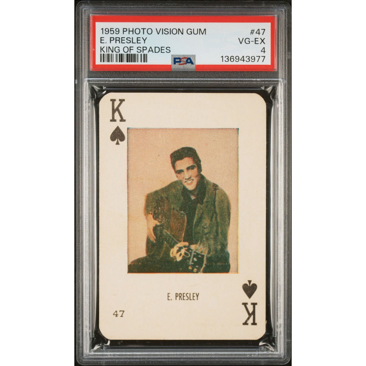 VERY RARE 1959 Photo Vision Gum Elvis Presley PSA 4 King of Spades Elvis Card, Jailhouse Rock, King Creole, Hound Dog, Graceland, TCB