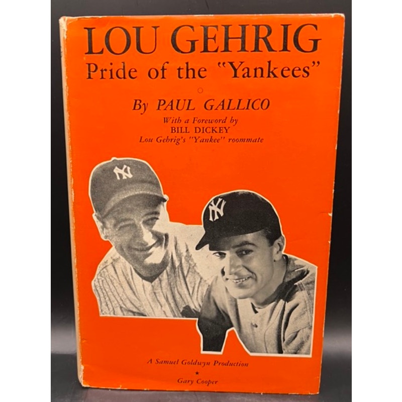 1942 Pride of the Yankees Book, Lou Gehrig, Gary Cooper First Edition, New York Yankees, Iron Horse, Babe Ruth, Yanks Near Mint