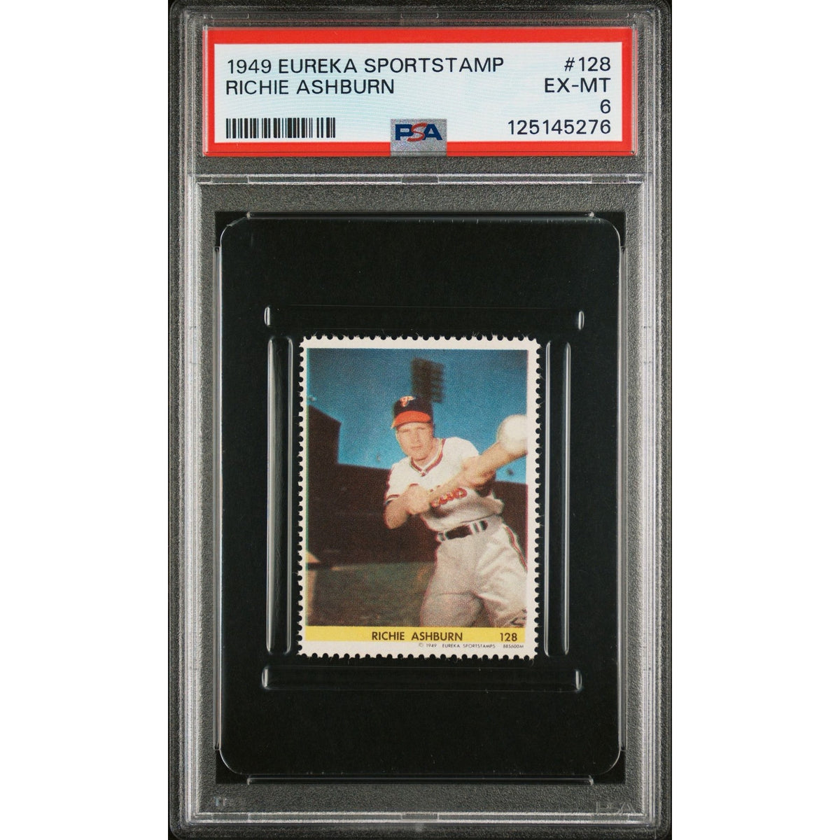 1949 Eureka Richie Ashburn PSA 6 Rookie RC Philadelphia Phillies MLB Baseball
