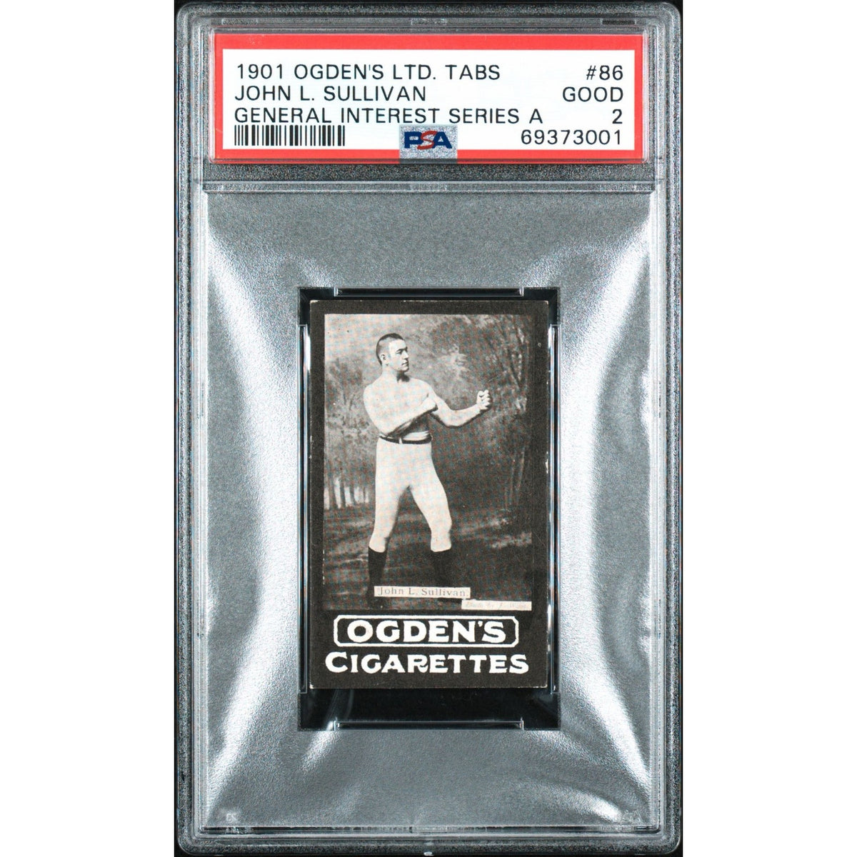 RARE 1901 Ogdens LTD Tabs John L Sullivan PSA 2 Boxing Series A General Interest, Heavyweight Champ