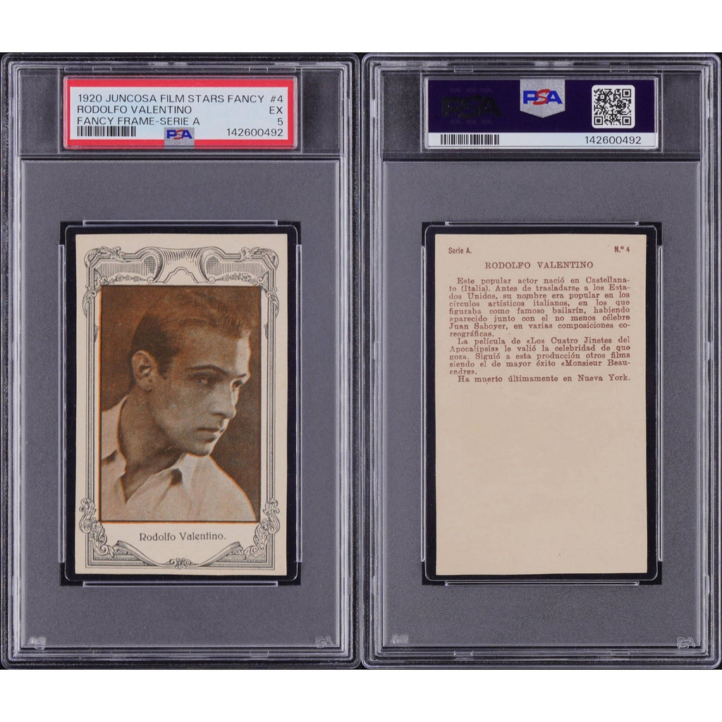 ONLY 1 GRADED Spanish Juncosa 1924 Rudolph Valentino Card PSA 5 The Sheik, Blood and Sand, Four Horsemen of the Apocalypse, Cobra, Eagle