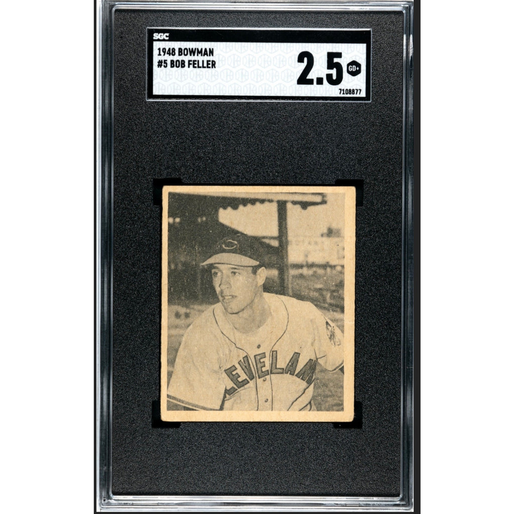 1948 Bowman Bob Feller SGC 2.5 Cleveland Guardians Bullet Bob, Hall of Fame, Baseball Card, MLB