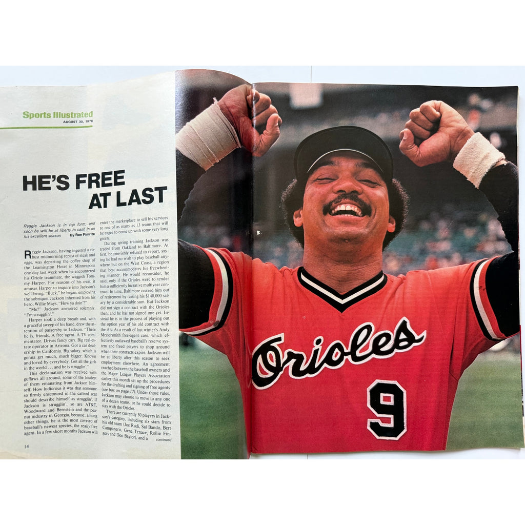 1976 Sports Illustrated Reggie Jackson Magazine, Baltimore Orioles, New York Yankees, Oakland A's, California Angels, Mr. October, Baseball