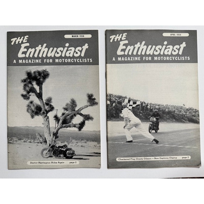 2 Rare 1956 The Enthusiast Motorcycle Magazines Mar & Apr Harley Davidson Cycle