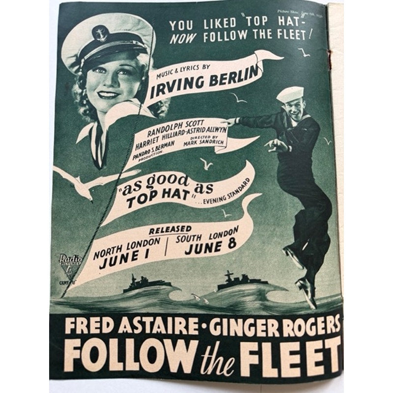 RARE UK 1936 Ginger Rogers  Fred Astaire Magazine Picture Show Hollywood, Follow the Fleet, Top Hat, Gay Divorcee, Rogers and Astaire