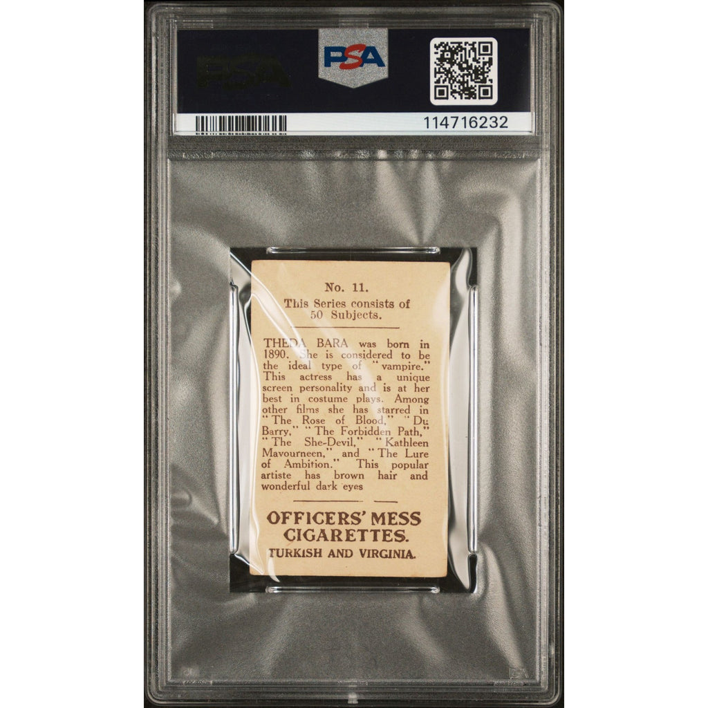 1921 ATM Officers Mess Cigarettes Theda Bara Tobacco Card PSA 2 Only One Graded! Vamp Cleopatra Salome