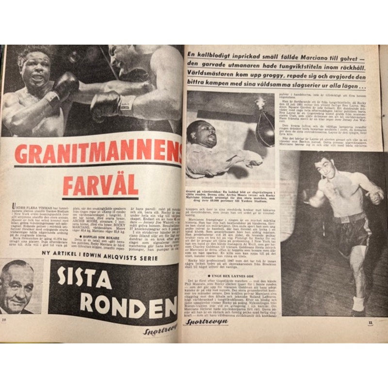 1966 Swedish Rekord Journal Rocky Marciano Magazine Boxing Brockton Blockbuster