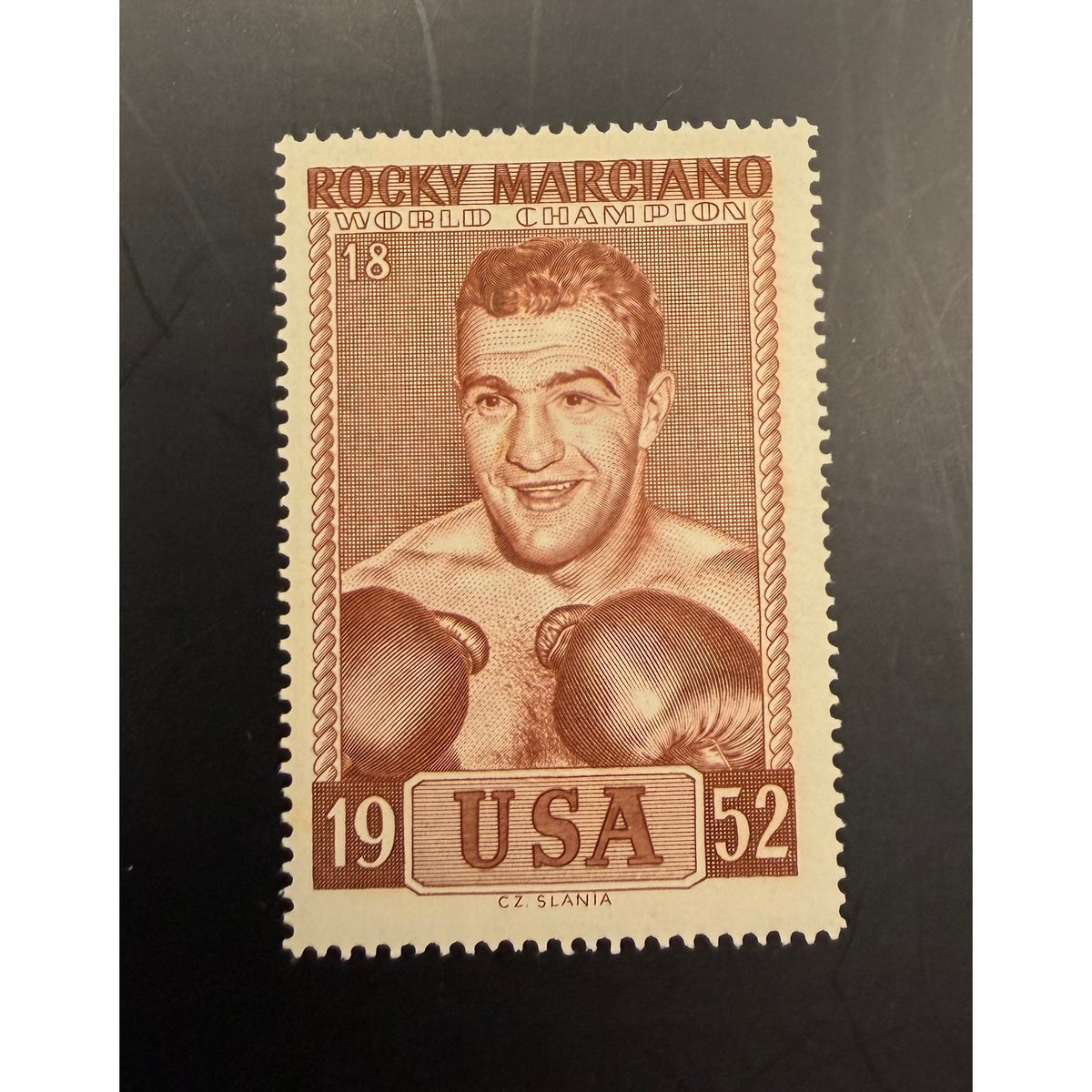 1964 Slania Stamp Rocky Marciano World Champion Boxers Brockton Blockbuster, Heavyweight Champ, Undefeated