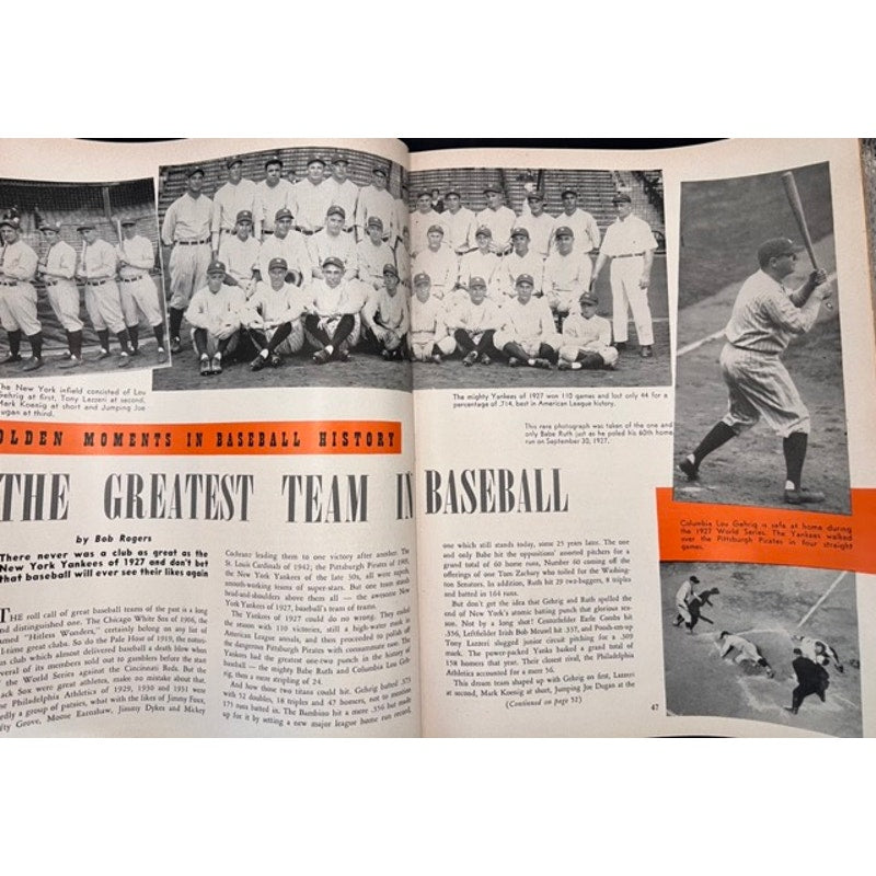 EXCELLENT 1952 Inside Baseball Stan Musial, Phil Rizzuto, Jackie Robinson Magazine, Brooklyn Dodgers, Yankees, Cardinals, Ted Williams