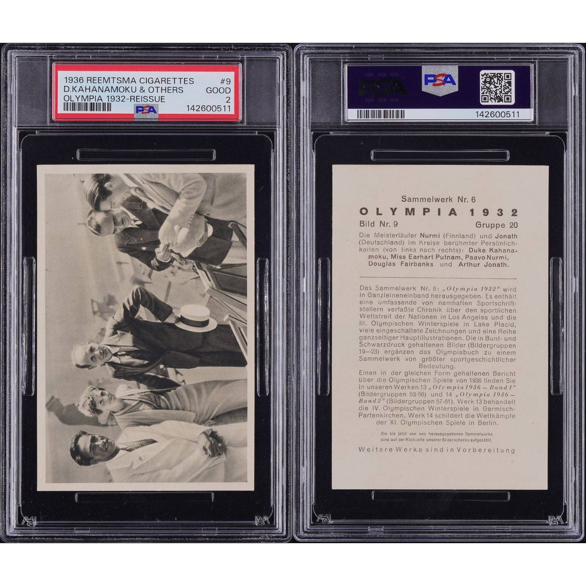 1936 Reemtsma Olympia Douglas Fairbanks Amelia Earhart PSA 2 Aviation Bild Nr 9