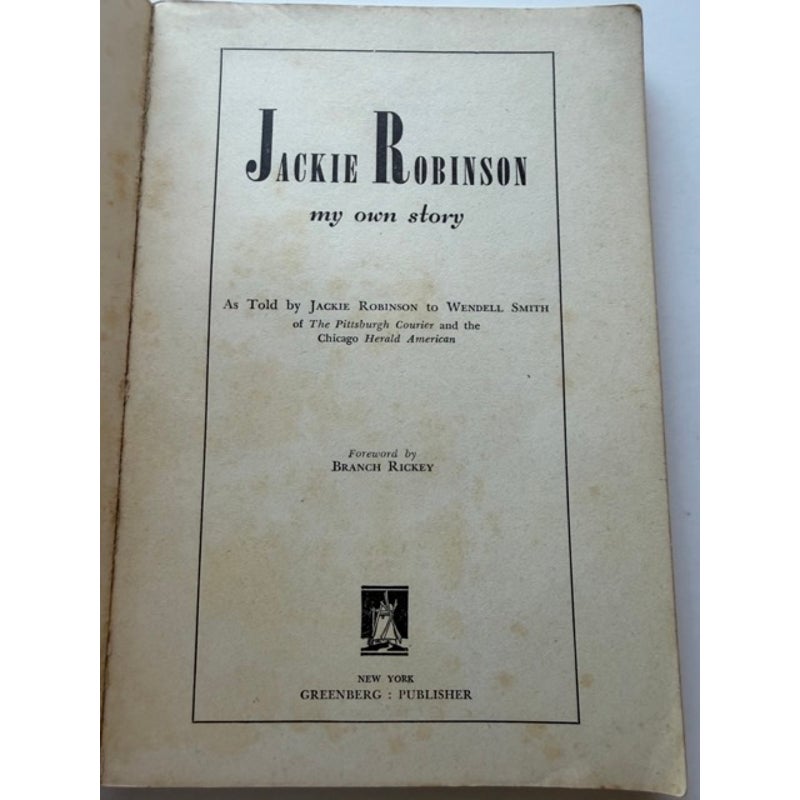 1948 Jackie Robinson My Own Story Book Brooklyn Dodgers Branch Rickey, Jackie Robinson Rookie Year MLB, HOF, Baseball, Montreal Royals