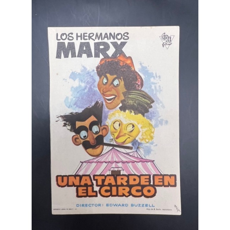 Vintage Spanish Marx Brothers Movie Herald Handout At the Circus Hollywood, Duck Soup, Day at the Races, Cocoanuts, Horse Feathers