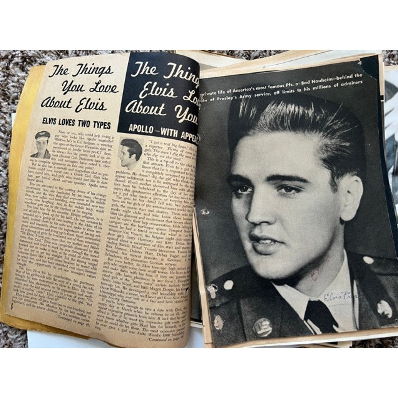 Original 50's 60's Elvis Presley Scrapbook US Army Germany Real Photos Magazines, G.I. Blues, Elvis is Back, Rockabilly, A Date with Elvis