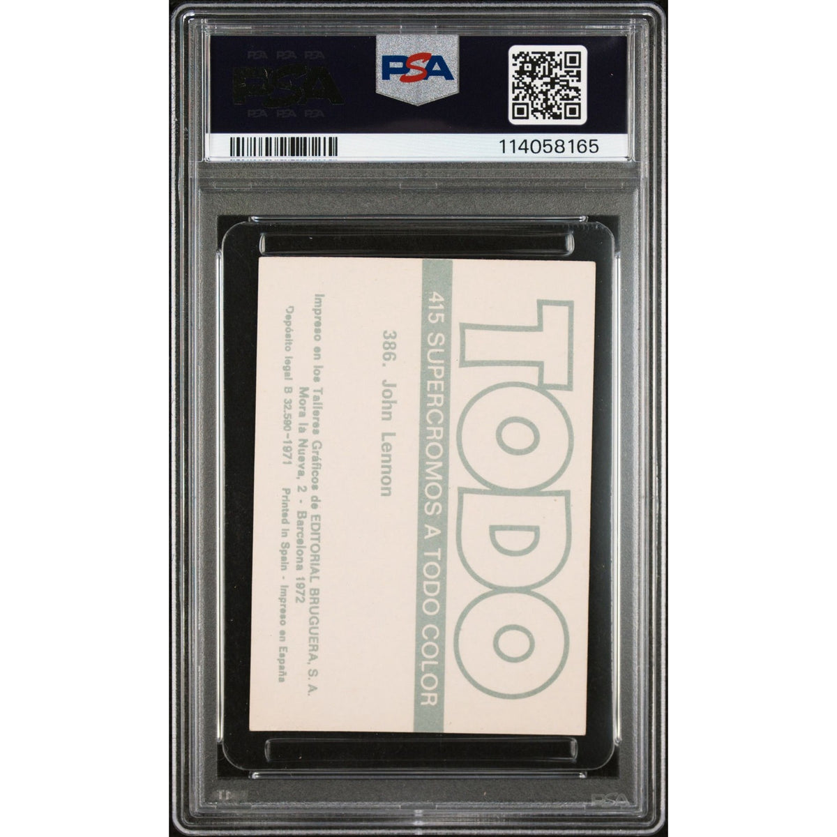 RARE 1971 Editorial Bruguera John Lennon PSA 3 TODO Hand Cut, The Beatles One Higher, only 8 Graded, Imagine
