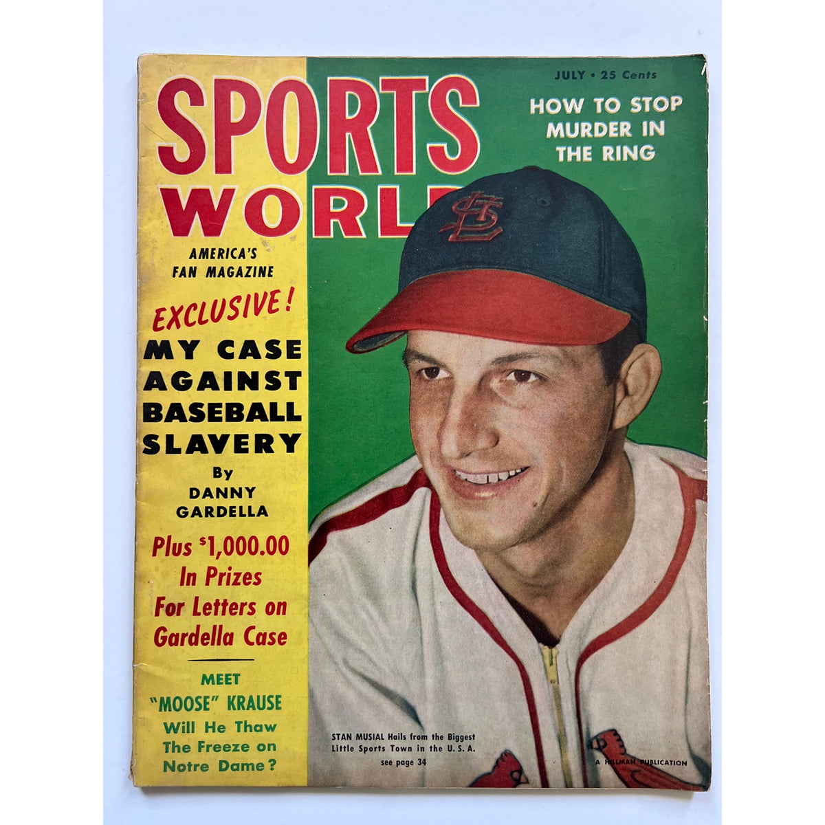 1949 Sport World Stan Musial Magazine St. Louis Cardinals, Stan the Man, Baseball, MLB, HOF, All Star, Indianapolis 500, Brooklyn Dodgers