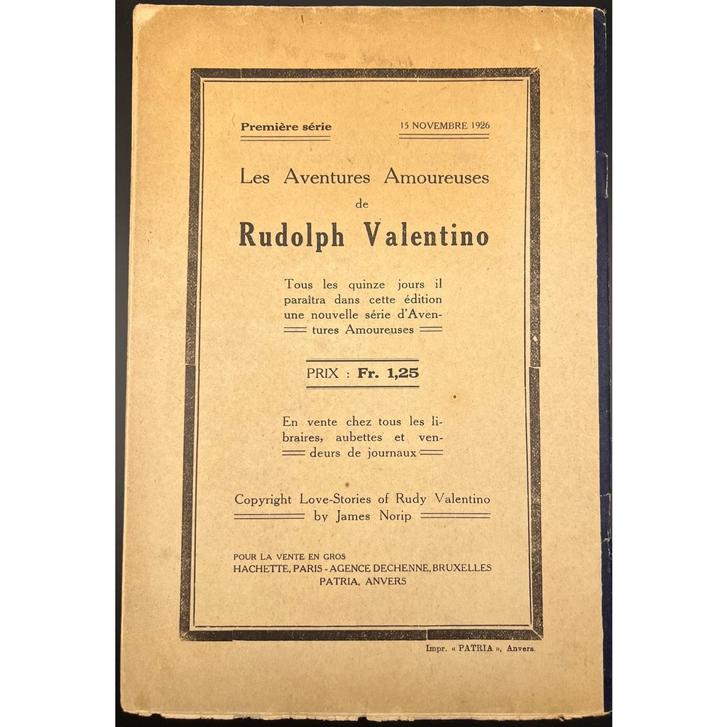 Rare 1926 French The Love Adventures of Rudolph Valentino Magazine Hollywood The Sheik Latin Lover Blood and Sand Silent Film
