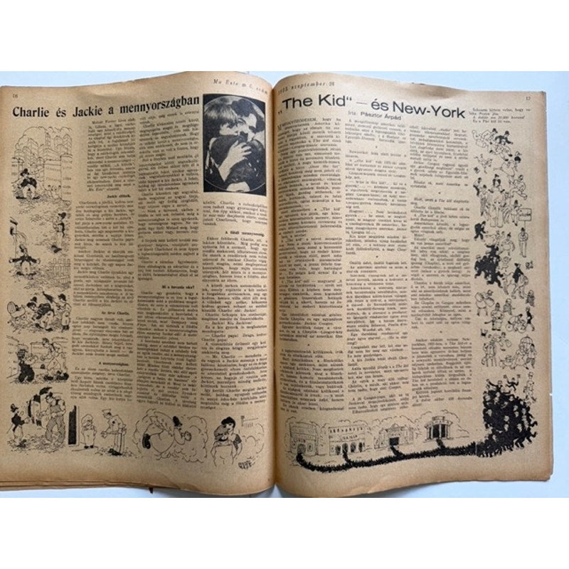 UBER RARE Hungarian 1923 Charlie Chaplin Magazine The Kid Charles Chaplin Coogan, City Lights, Modern Times, Gold Rush, Pay Day, A Dogs Life