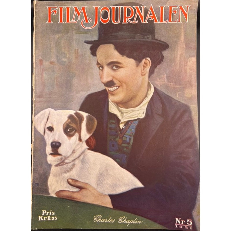 RARE 1921 Swedish Charlie Chaplin Magazine Film Journalen A Dog's Life Charles Chaplin, The Kid, City Lights, Modern Times, Gold Rush
