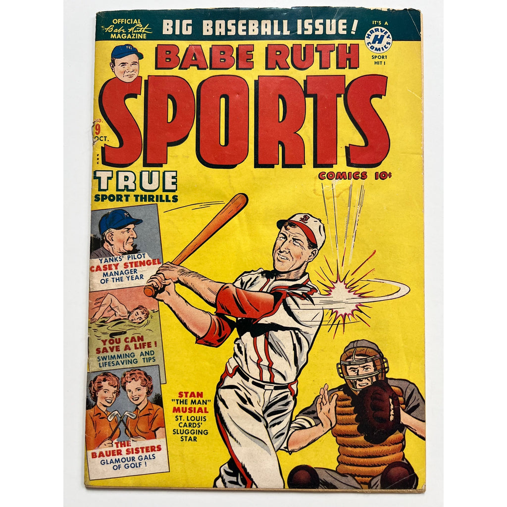 Rare 1950 Babe Ruth Sports Stan Musial Comic St Louis Cardinals New York Yankees, Baseball, MLB, Babe Ruth, Casey Stengel