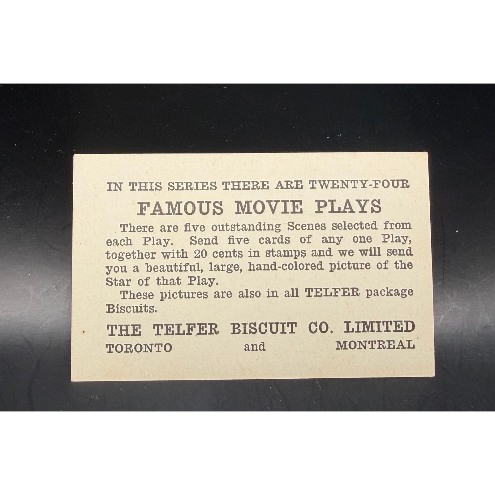 SUPER RARE Canadian 1924 Rudolph Valentino Telfer Biscuit Card The Young Rajah, The Sheik, Blood and Sand, Beyond the Rocks Son of the Sheik