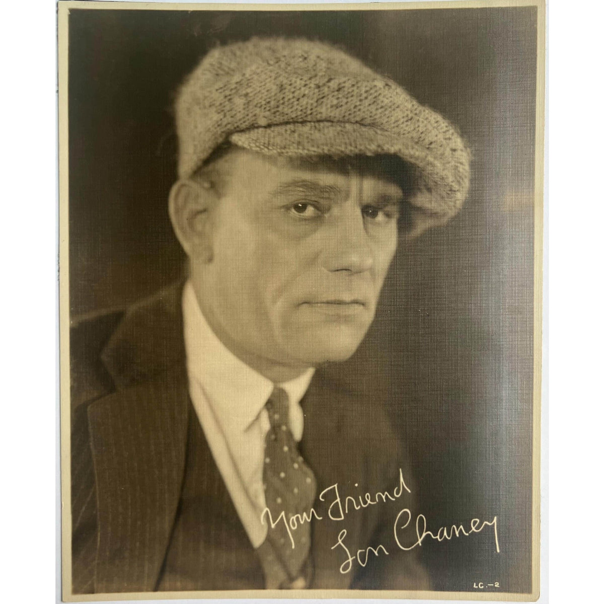 Original 1926 Lon Chaney Double Weight Linen Photo from The Blackbird, Phantom of the Opera, Hunchback of Notre Dame
