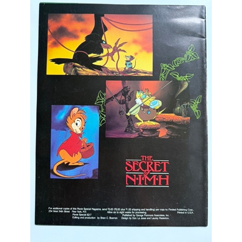 1982 The Secret of Nimh Movie Program John Carradine, Dom DeLuise, Hollywood