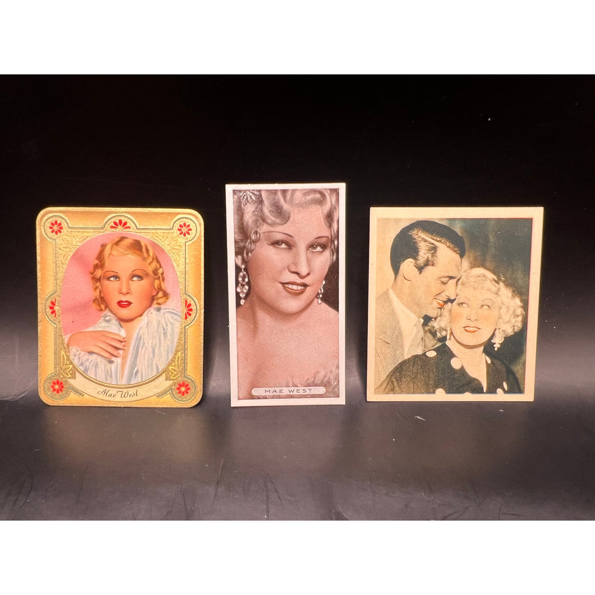3 Excellent 1930s Mae West Cards My Little Chickadee, Hollywood, Cary Grant, Klondike Annie