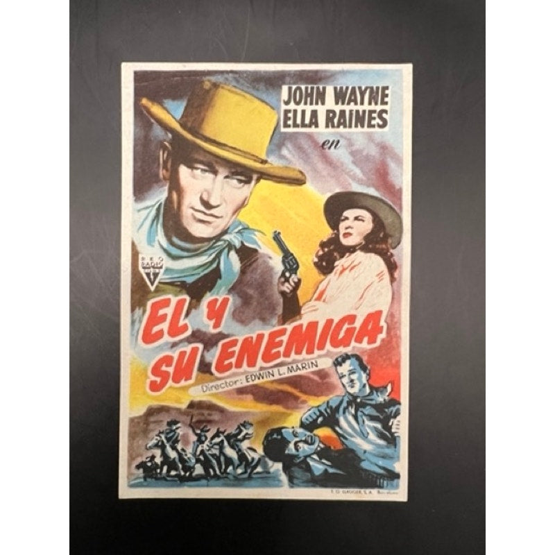 RARE 1944 Tall in the Saddle John Wayne Movie Herald Handbill Western The Duke, Stagecoach, Yellow Ribbon, Cowboy, Quiet Man