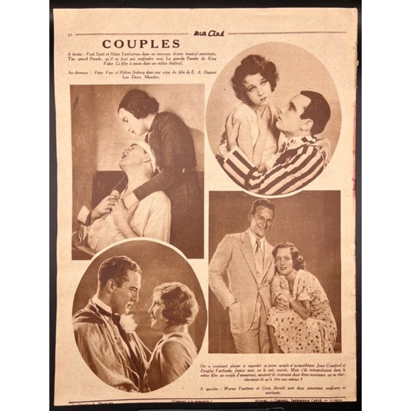 RARE 1930 French Mon Cine Jean Harlow Magazine One of her First Covers Hollywood Platinum Blonde, Dinner at Eight, Saratoga