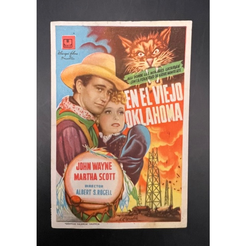 1943 Spanish John Wayne Movie Herald Handbill In Old Oklahoma, Western, Cowboy