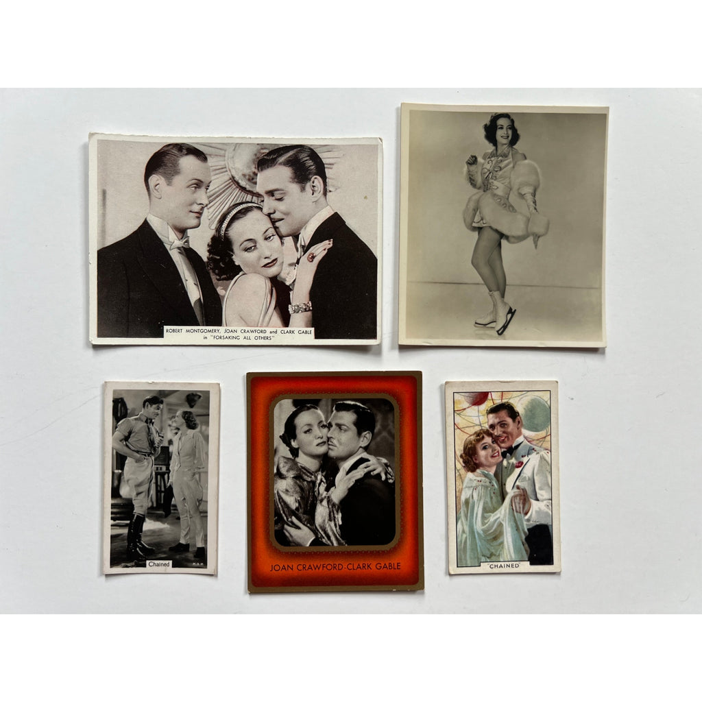5 RARE 1930s Clark Gable and Joan Crawford Tobacco Cards Ardath, Caid, Hollywood, Sadie McKee, Grand Hotel, Forsaking all Others