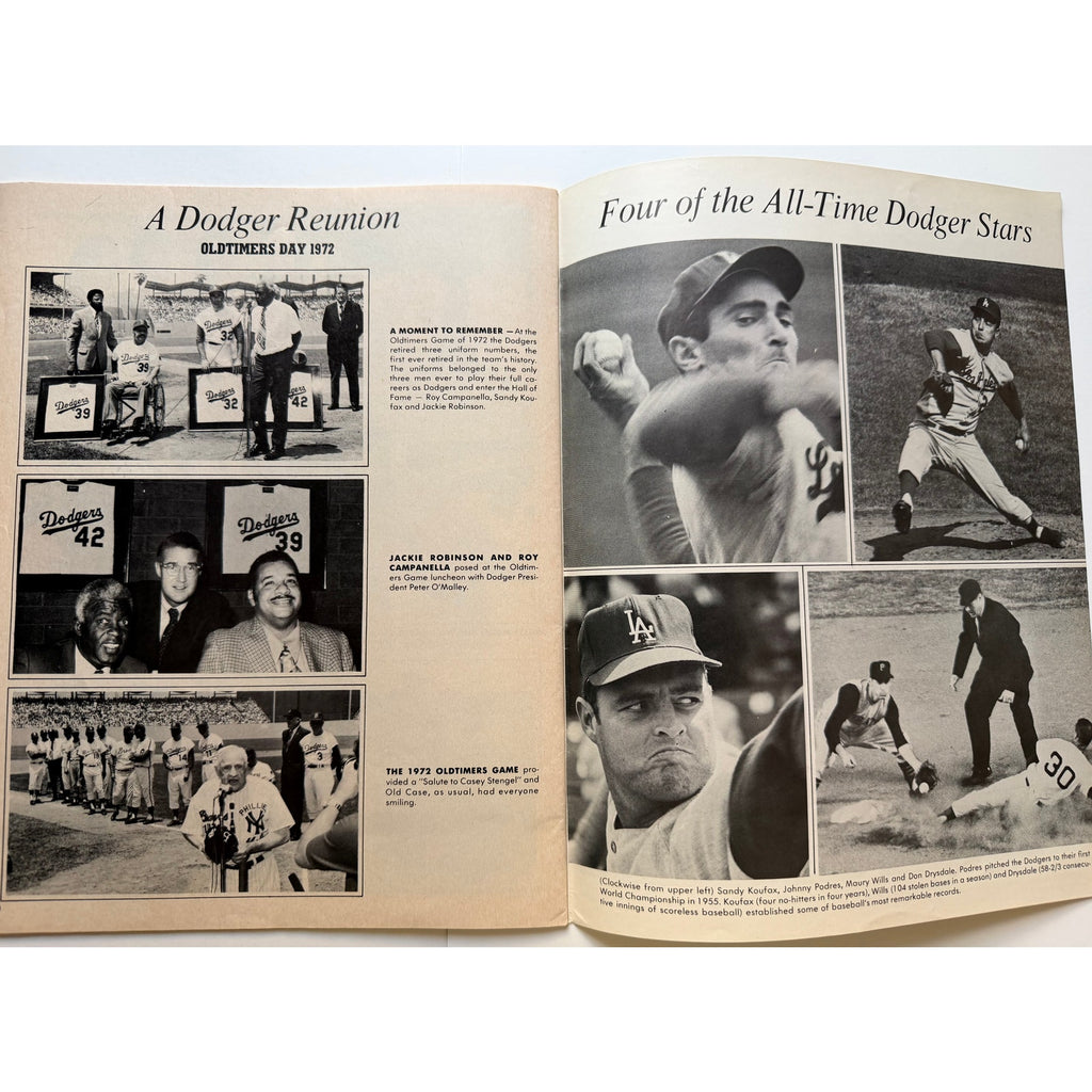 1973 Dodgers All Time Greats Sandy Koufax Jackie Robinson Magazine Baseball, Los Angeles Dodgers, Brooklyn Dodgers