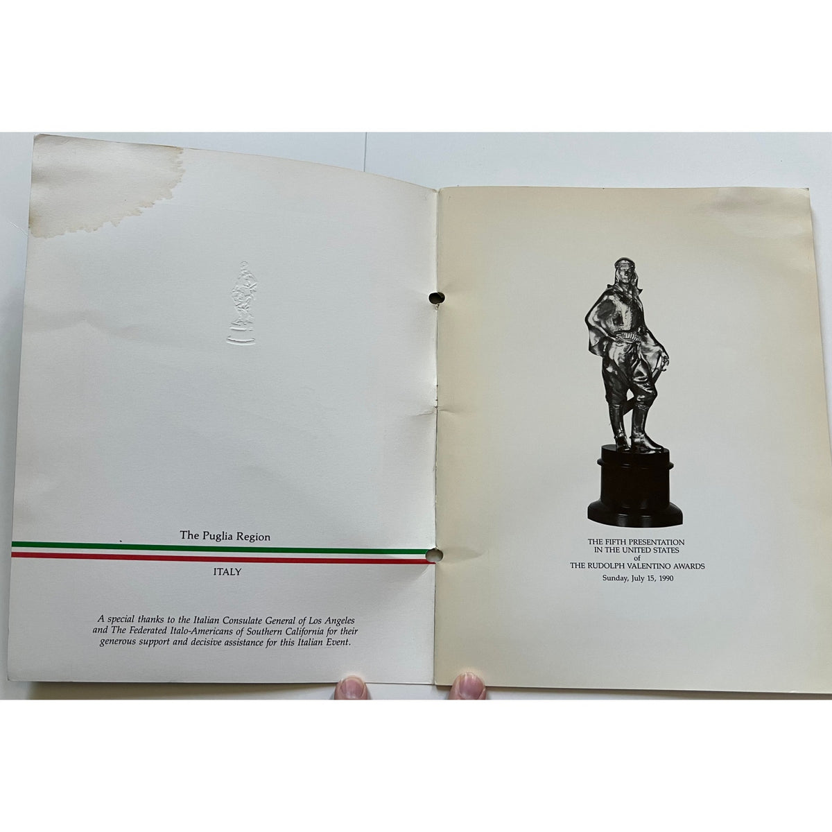 Rare 1990 Rudolph Valentino Award Program Hollywood, Sheik, Blood and Sand, Four Horseman of the Apocalypse, The Eagle, Cobra