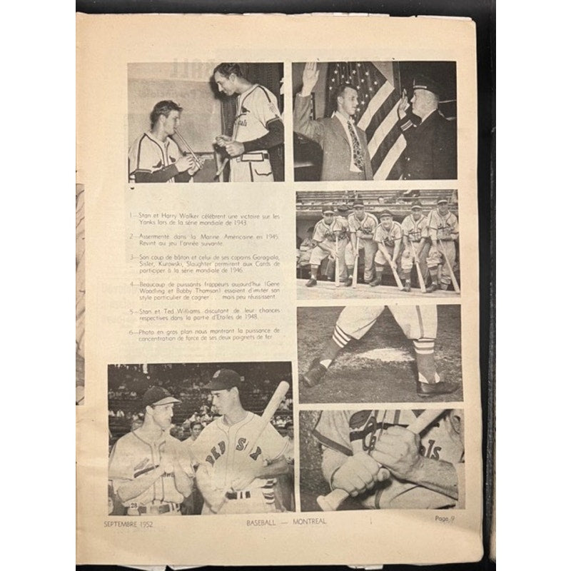 RARE French Canadian 1952 Stan Musial Magazine Baseball Illustre, St. Louis Cardinals, Ted Williams, Roy Campanella, Minnie Minoso, MLB